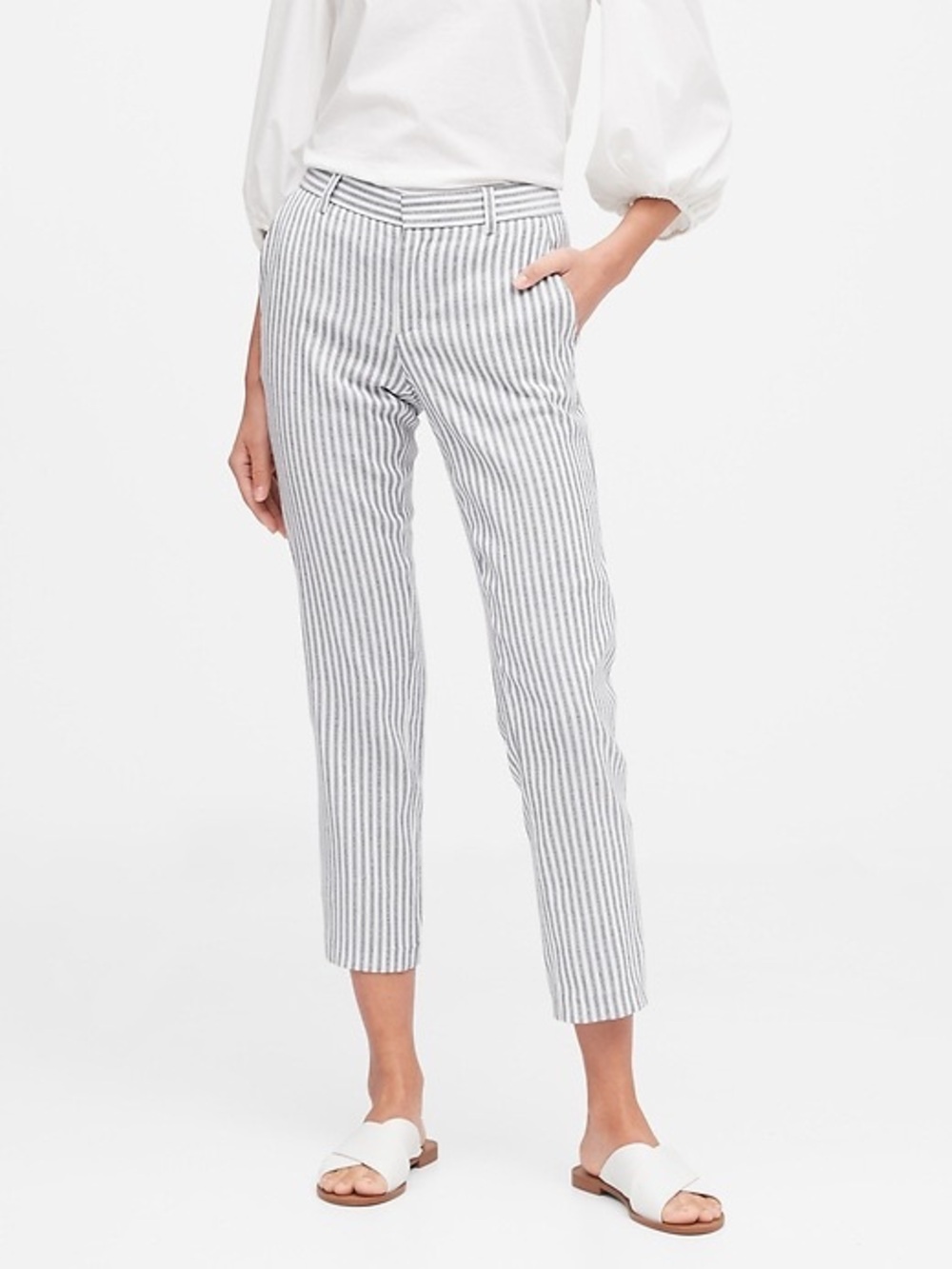 Banana Republic Petite Avery Straight Fit Linen Cotton Pants